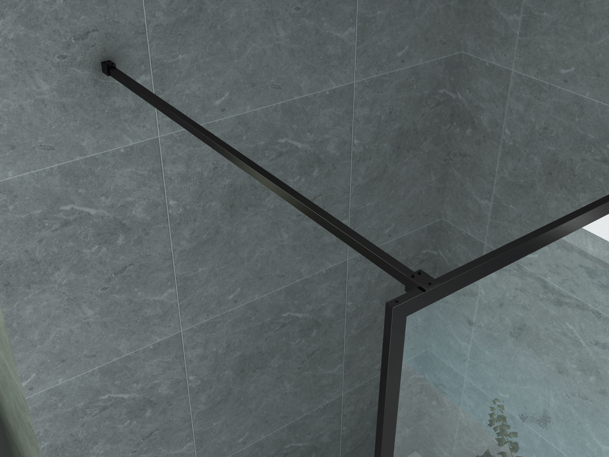 ALONI DOUCHE À L’ITALIENNE AVEC CADRE - 900X2000MM - NOIR MAT-VERRE CLAIR