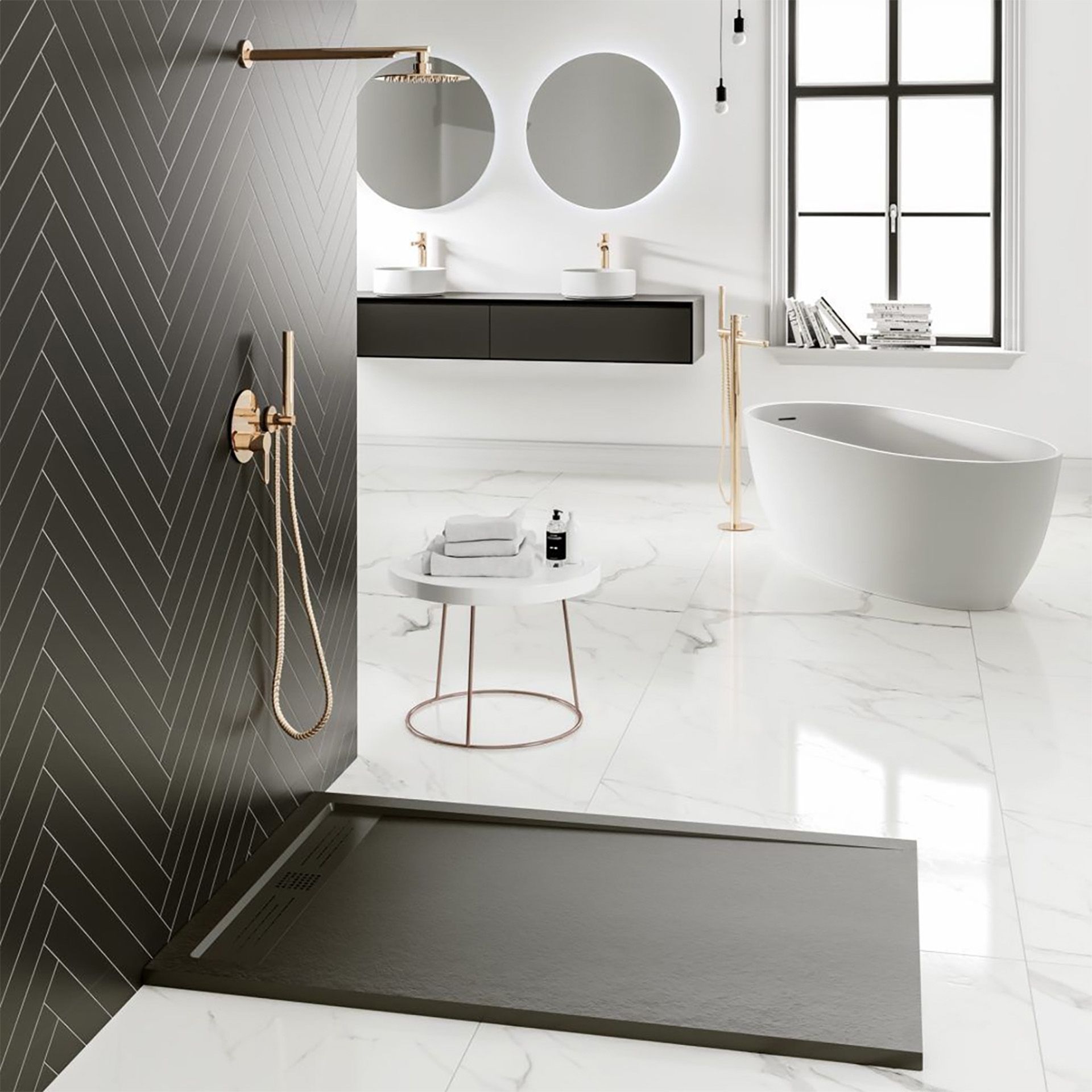 Receveur de douche Elite Aloni – 160 × 90 cm – Noir mat, composite