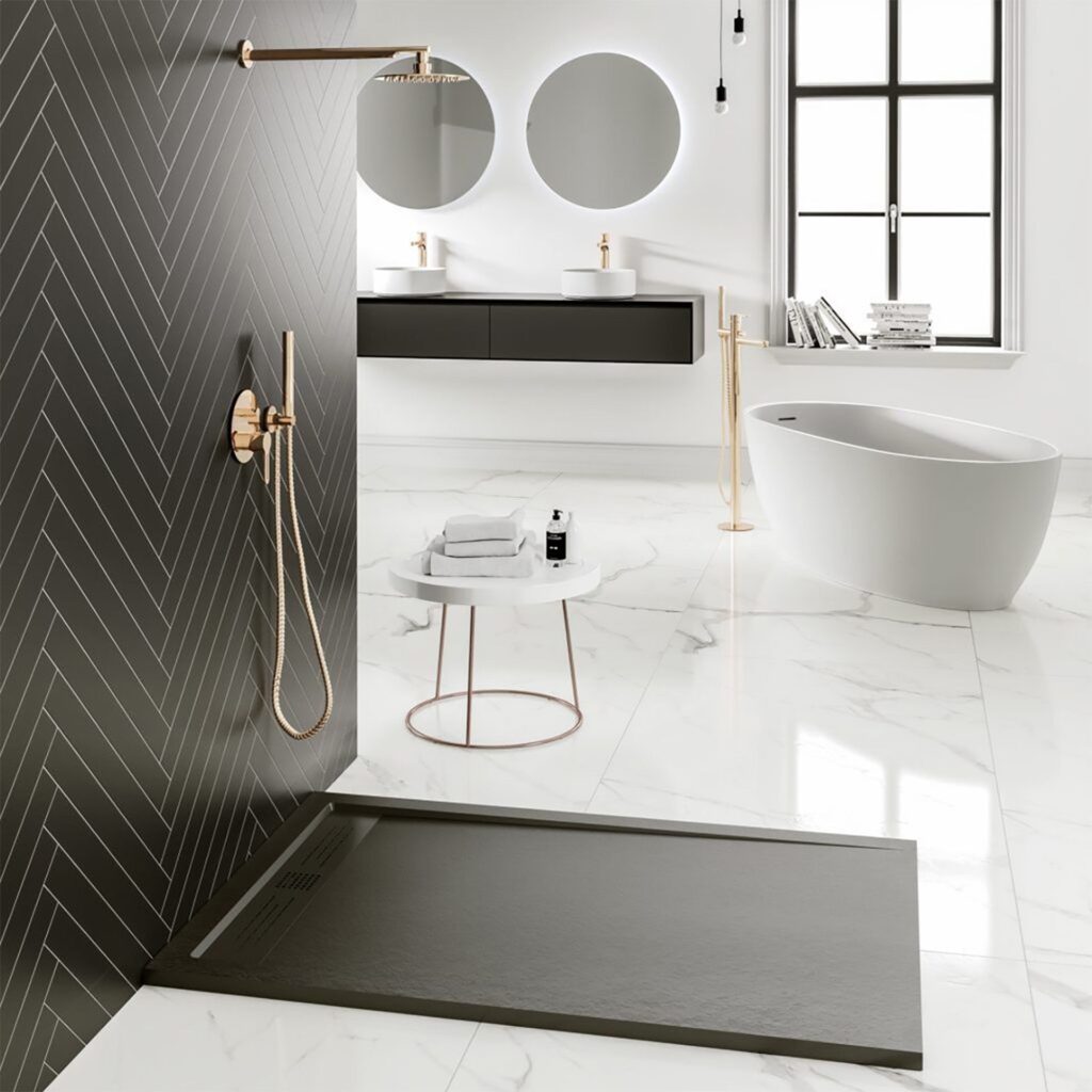 Receveur de douche Elite Aloni – 120 × 90 cm – Noir mat, composite