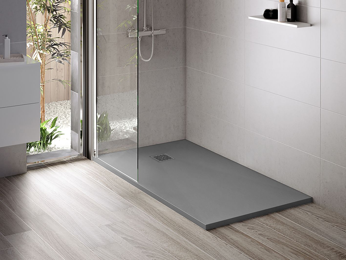 Receveur de douche Madison Aloni – 120 × 80 cm – Gris mat, composite