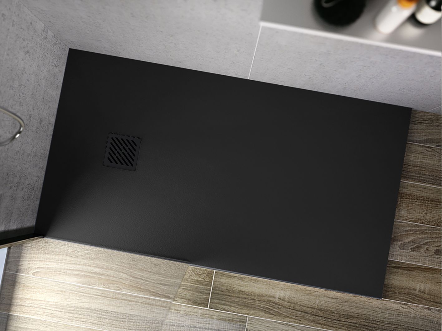 Receveur de douche Madison Aloni – 160 × 90 cm – Noir mat, composite