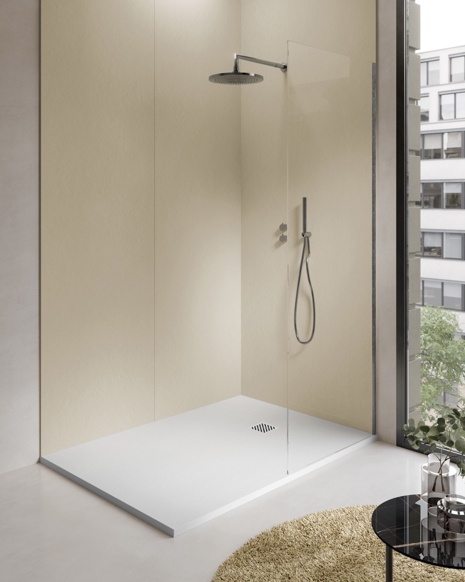 Receveur de douche Madison Aloni – 160 × 90 cm – Blanc mat, composite