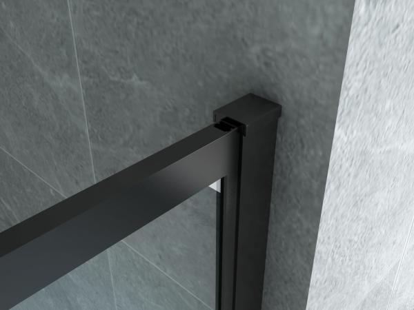 ALONI DOUCHE À L’ITALIENNE AVEC DÉCOR GRILLE - 1200X2000MM - NOIR MAT-VERRE CLAIR