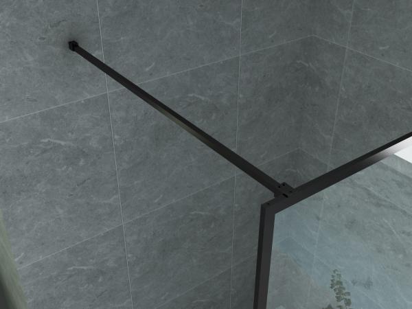 ALONI DOUCHE À L’ITALIENNE AVEC DÉCOR GRILLE - 800X2000MM - NOIR MAT-VERRE CLAIR