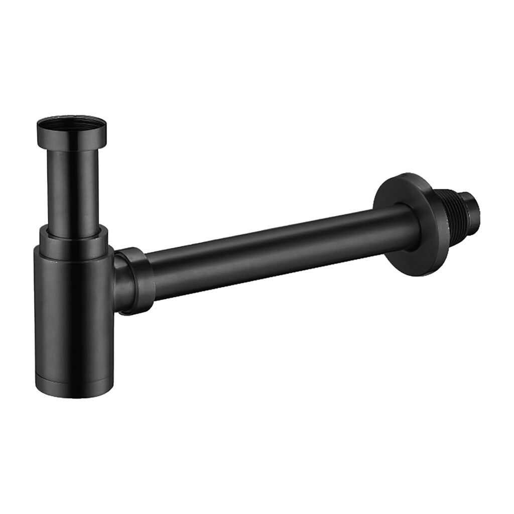 Siphon design pour lavabo en laiton 5/4" (33 cm) – noir mat