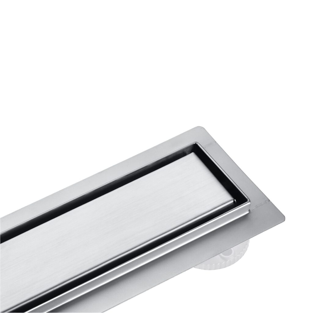 Caniveau de douche Aloni avec grille à carreler – 100 × 11 cm – Inox brossé, acier inoxydable