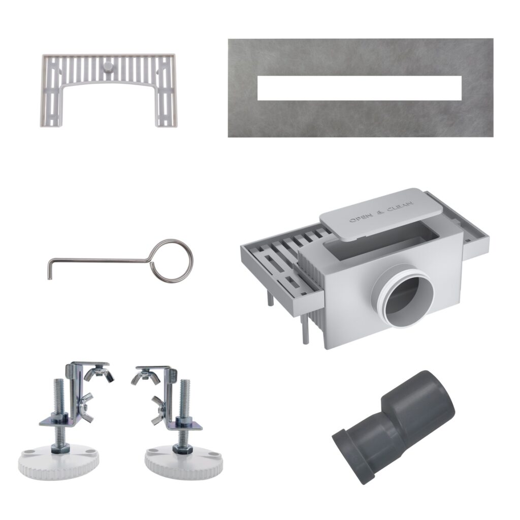 Caniveau de douche Aloni avec grille – 80 × 11 cm – Gunmetal brossé, acier inoxydable