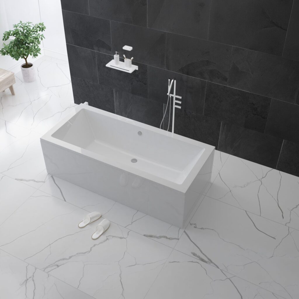 Baignoire duo à encastrer Aloni Ilio – 180 × 80 cm – Blanc, acrylique