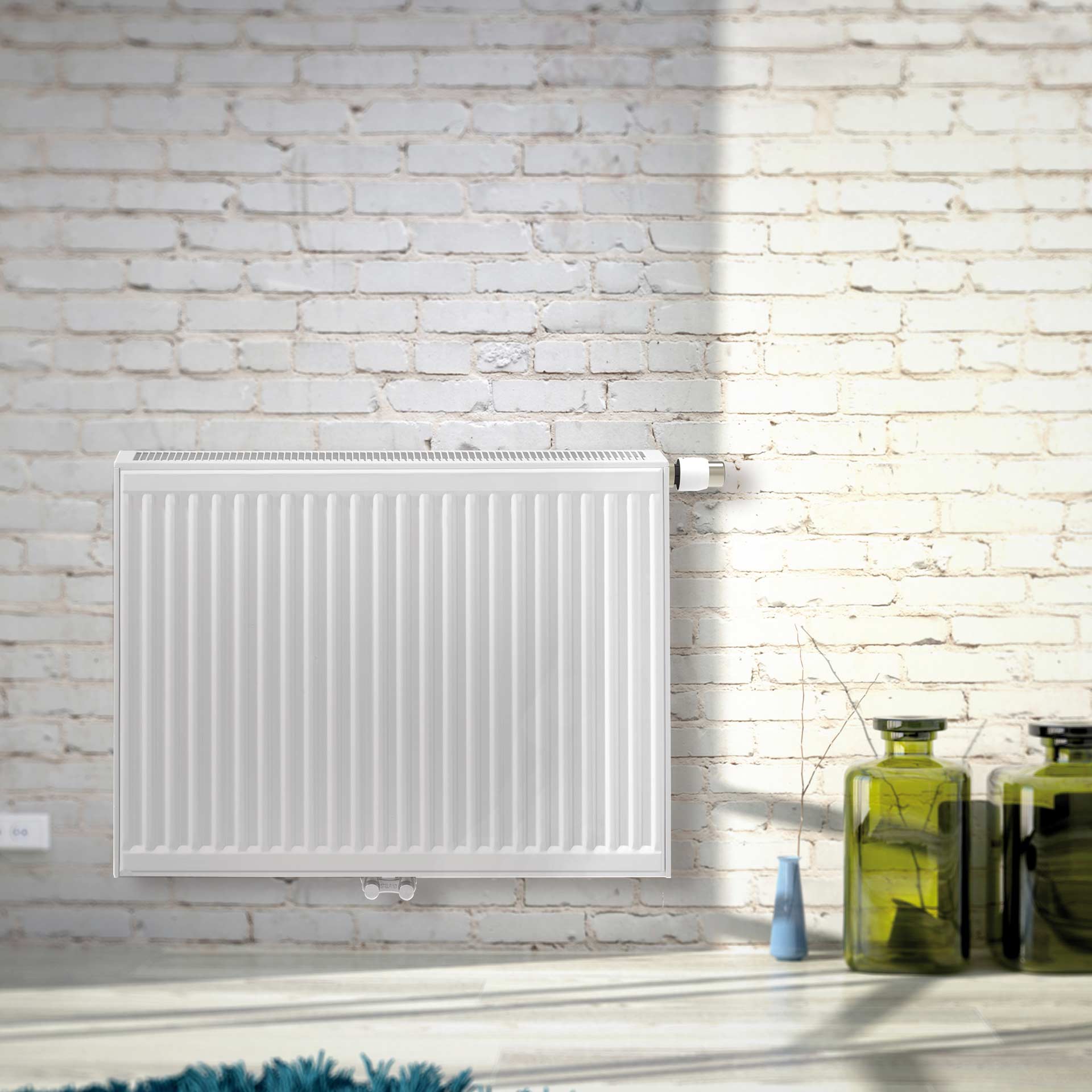 Radiateur panneau T22 Stelrad Novello – 400 × 1200 mm – 1 494 W – 8 raccordements – blanc