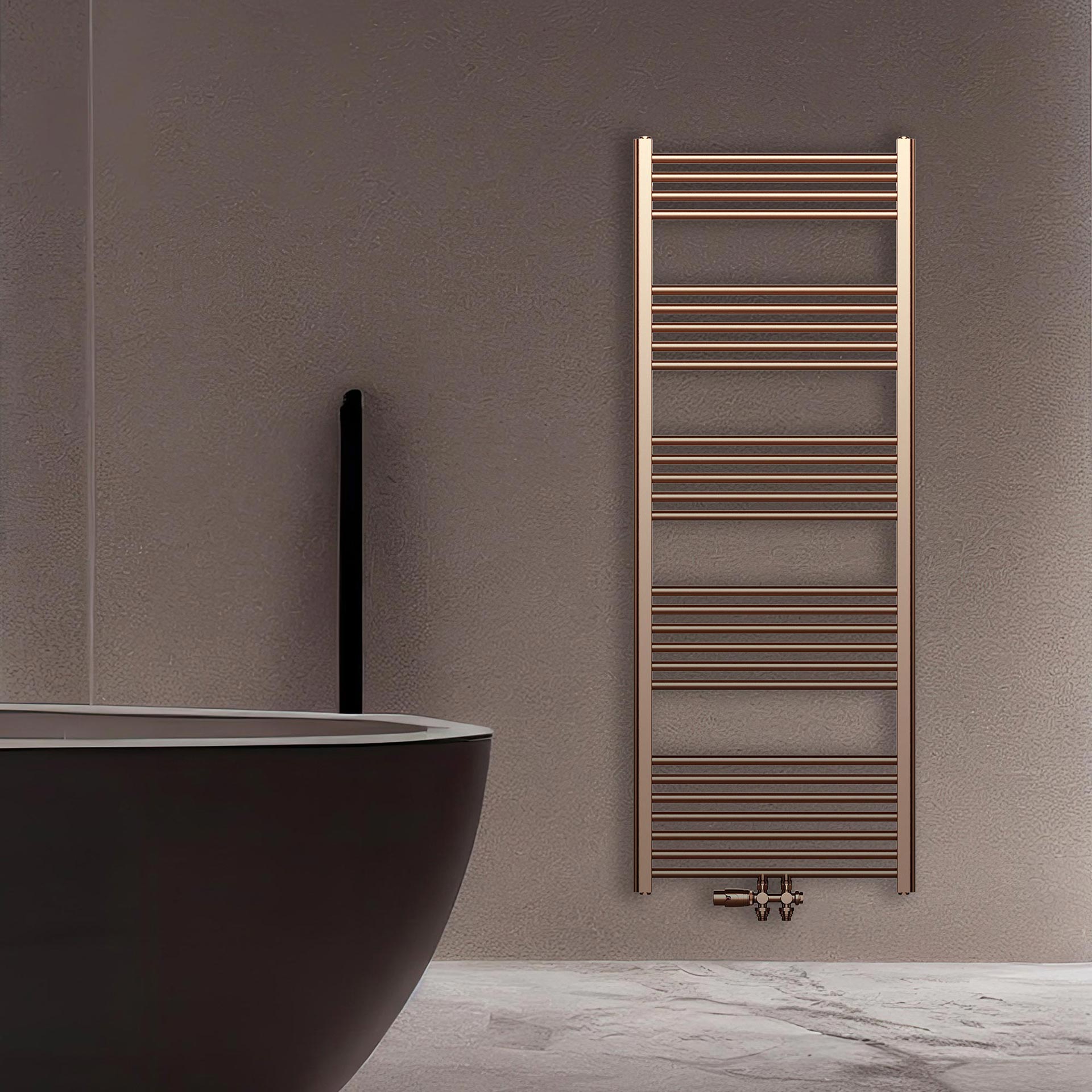 Sèche-serviettes Belrad – cuivre brossé – 1600 × 600 mm – 557 W – raccordement central