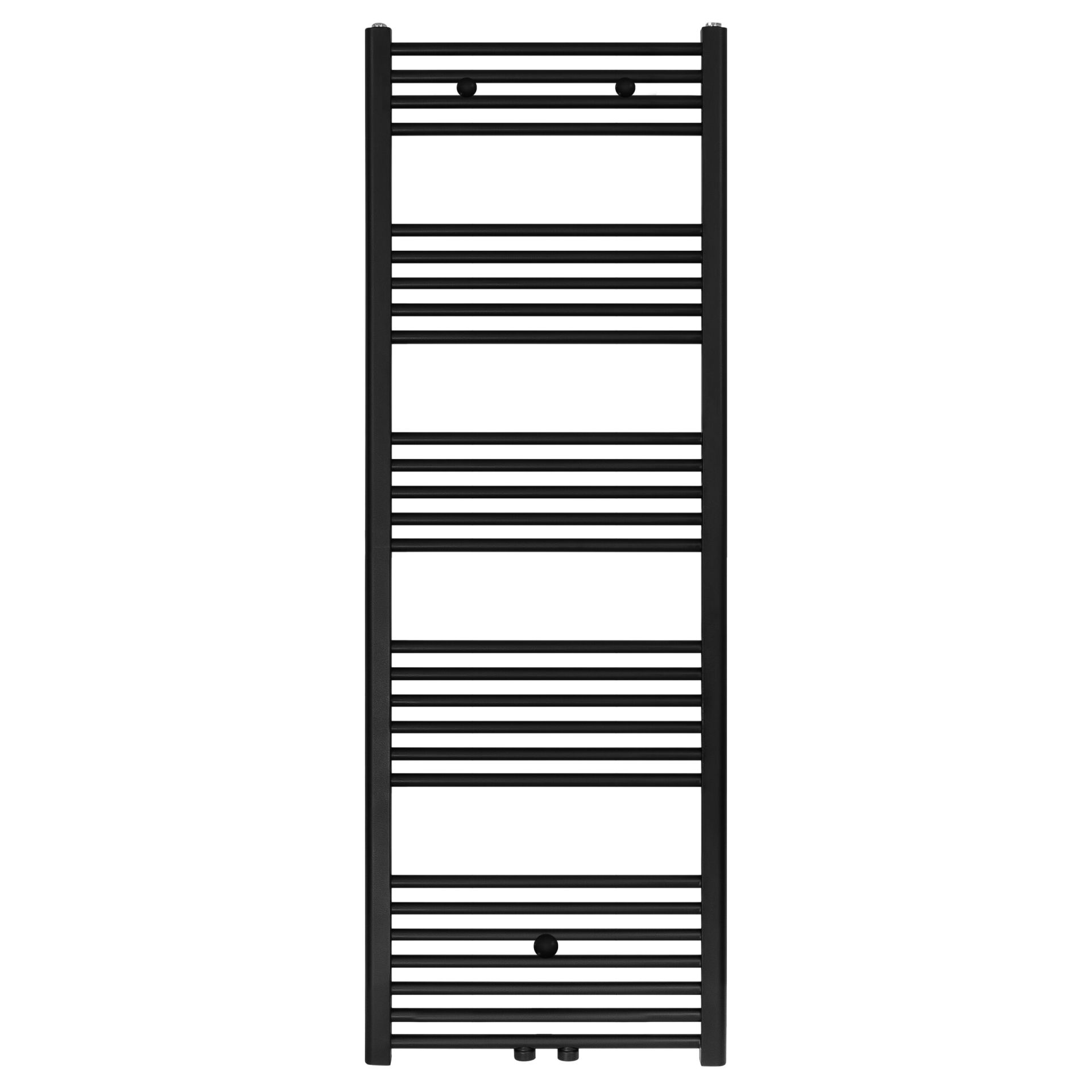 Sèche-serviettes Belrad – noir mat – 1600 × 500 mm – 721 W – raccordement latéral ou central