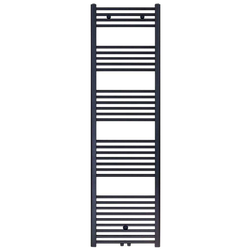 Sèche-serviettes Belrad – noir mat – 1800 × 400 mm – 699 W – raccordement latéral ou central