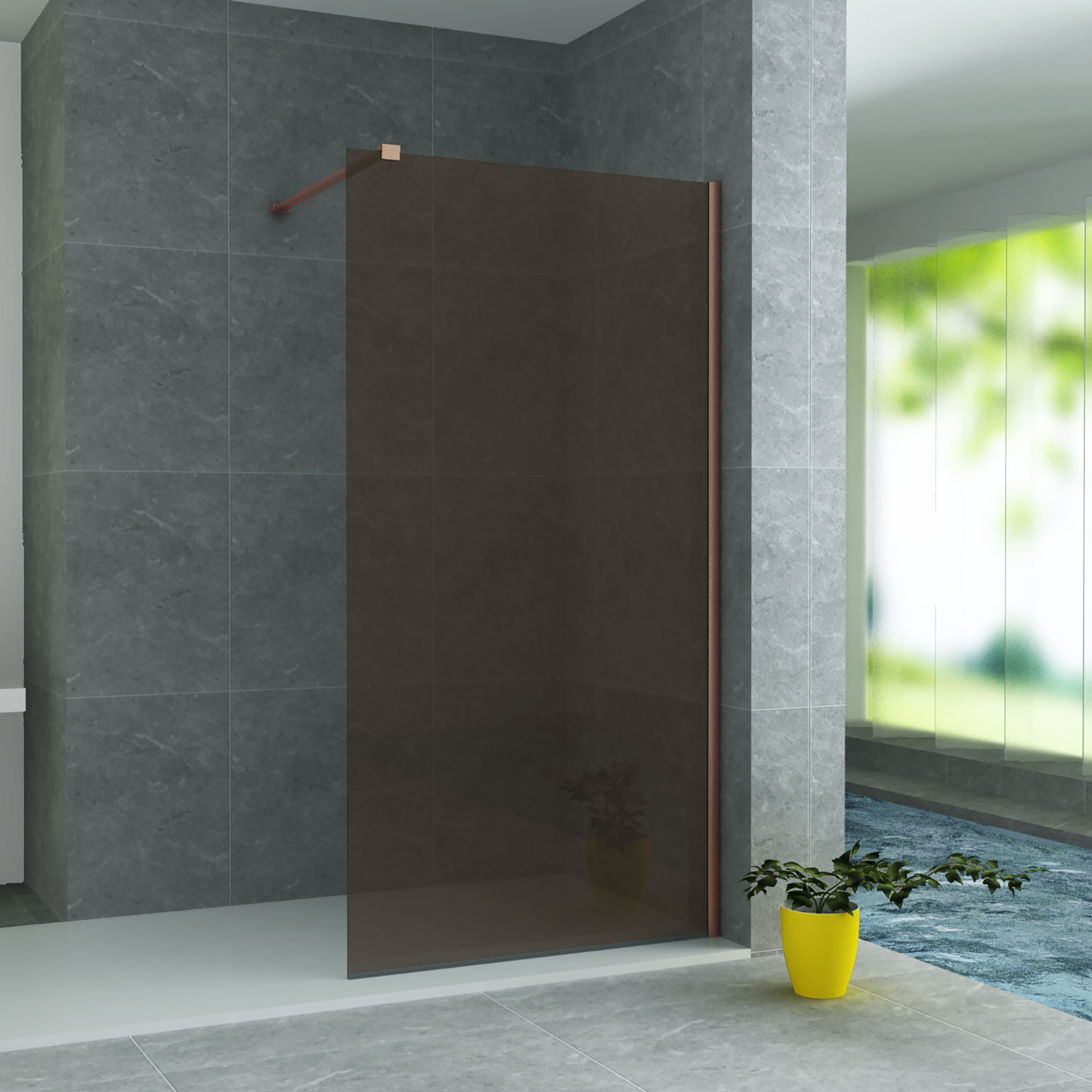 ALONI DOUCHE À L’ITALIENNE - 1200X2000MM - CUIVRE BROSSÉ-VERRE CHAMPAGNE