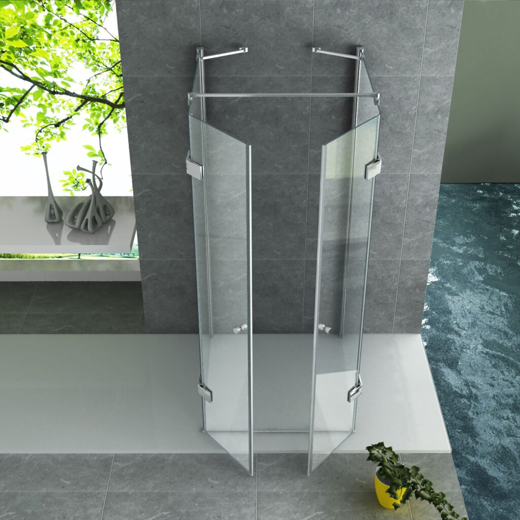 Cabine de douche Aloni – 90 × 90 cm – Chrome, verre transparent