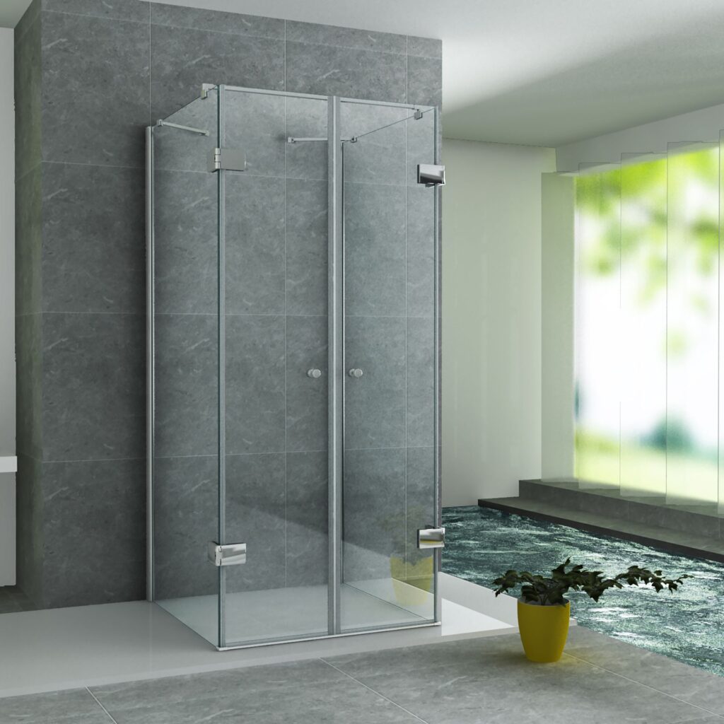 Cabine de douche Aloni – 90 × 90 cm – Chrome, verre transparent