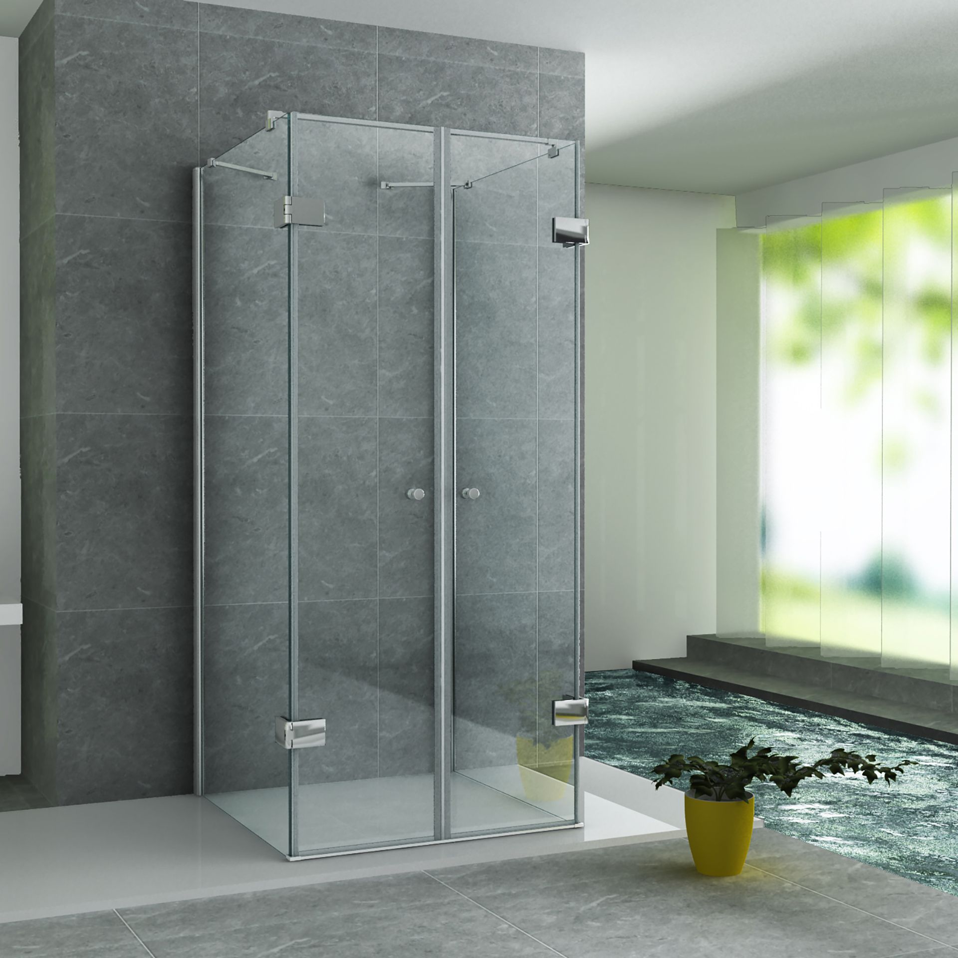Cabine de douche Aloni – 90 × 90 cm – Chrome, verre transparent
