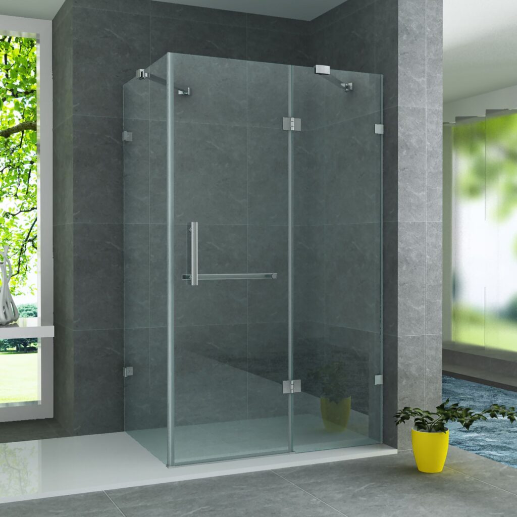 Cabine de douche porte pivotante + paroi latérale Aloni – 80 × 120 cm – Chrome, verre transparent
