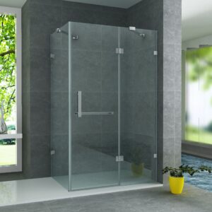 Cabine de douche porte pivotante + paroi latérale Aloni – 80 × 120 cm – Chrome, verre transparent