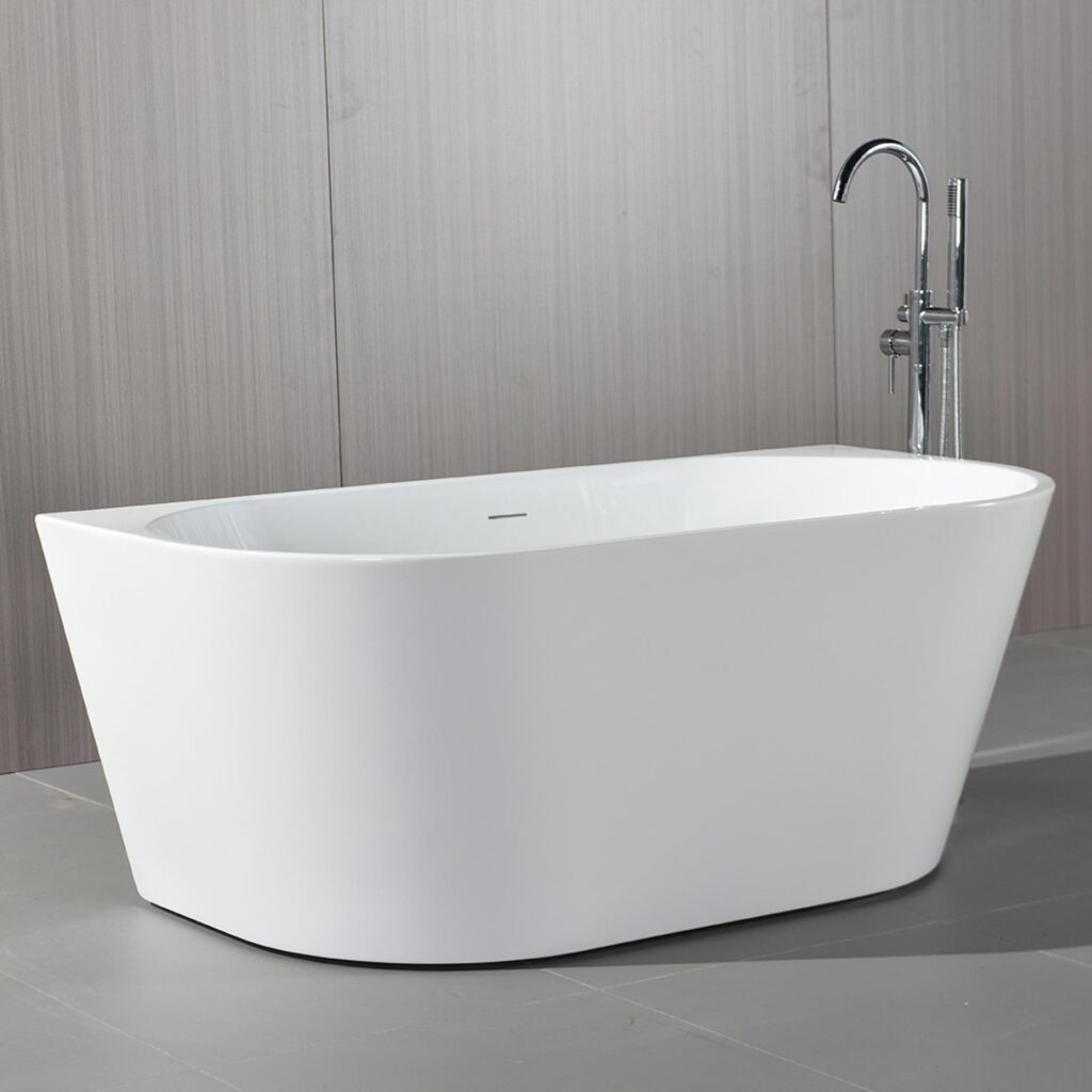 Baignoire semi-îlot Aloni – 170 × 78 cm – Blanc brillant, acrylique