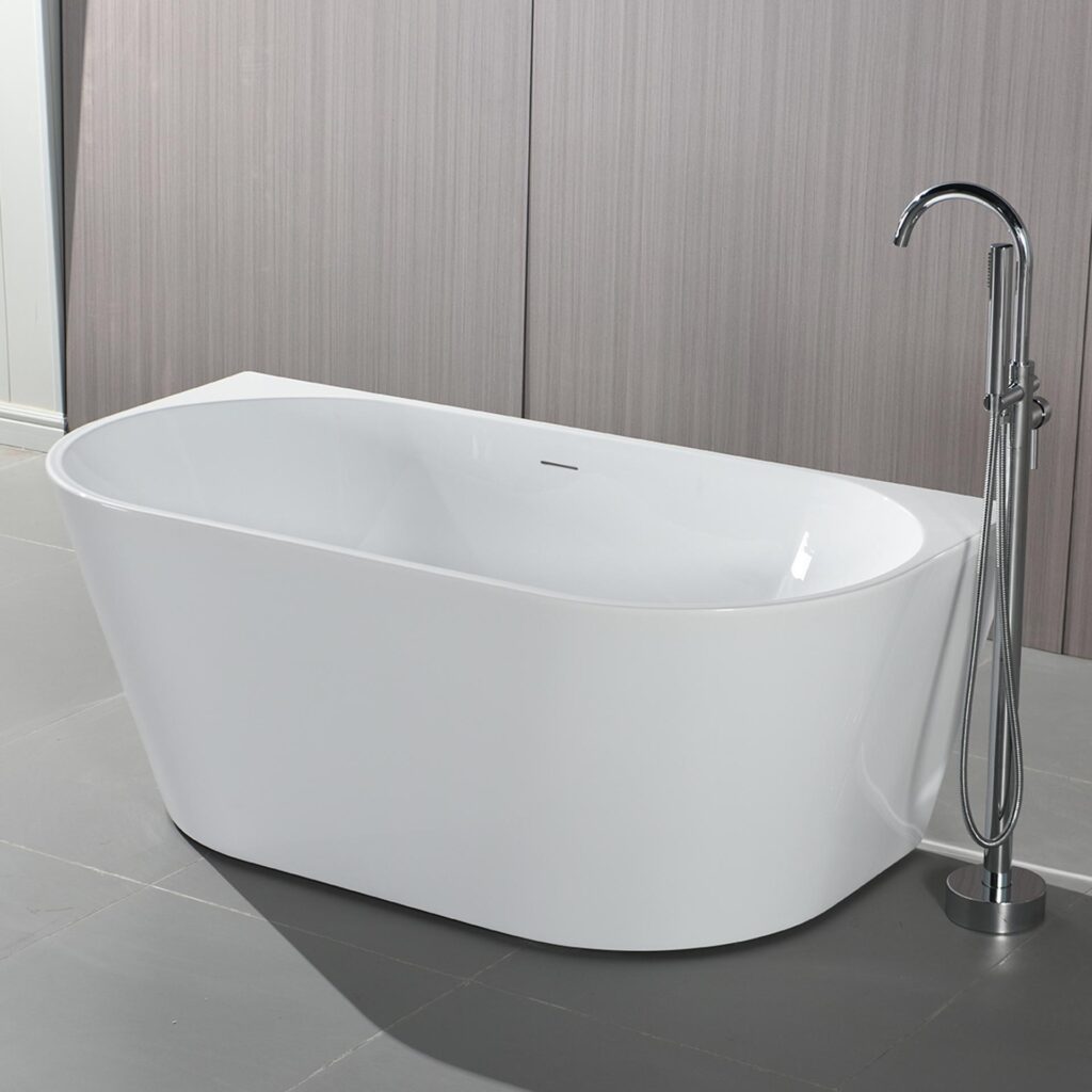 Baignoire semi-îlot Aloni – 170 × 78 cm – Blanc brillant, acrylique
