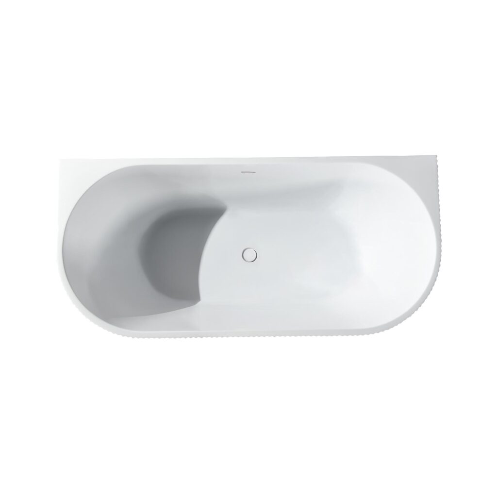 Baignoire semi-îlot Aloni Muffly à rayures – 170 × 80 cm – Blanc mat, acrylique
