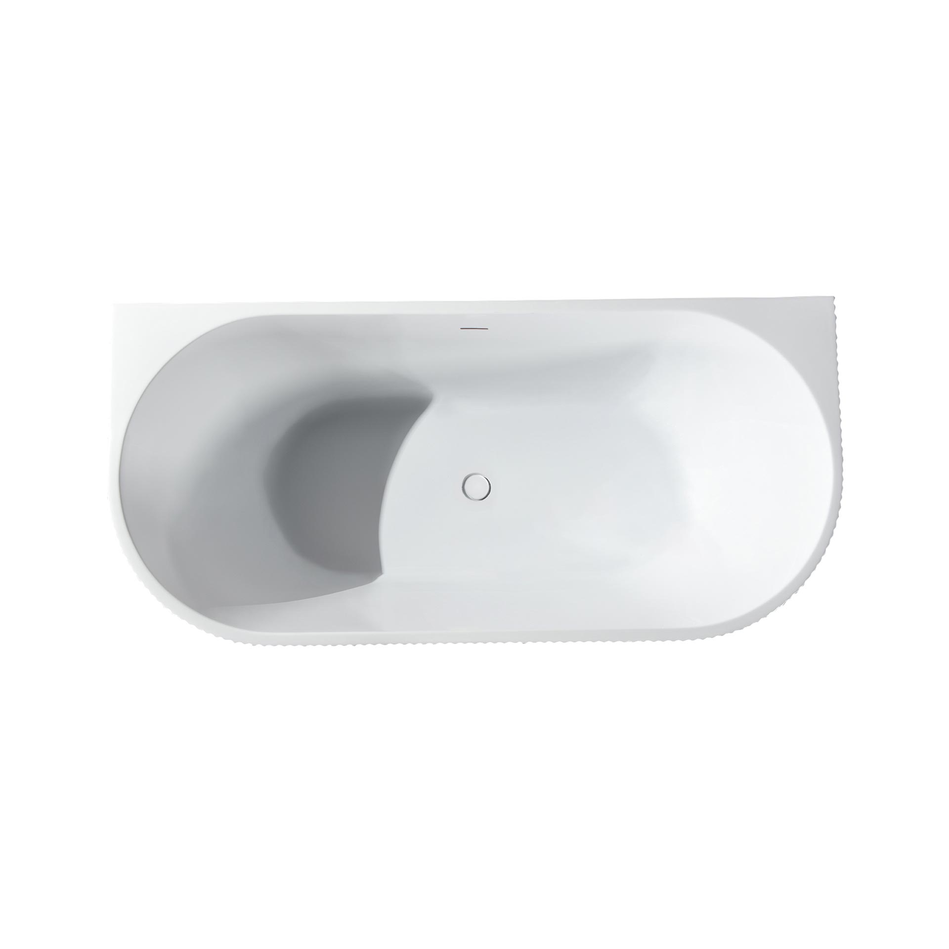 Baignoire semi-îlot Aloni Muffly à rayures – 170 × 80 cm – Blanc mat, acrylique