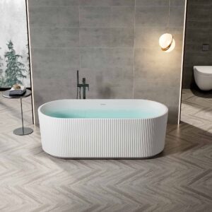 Baignoire îlot Aloni Muffly à rayures – 170 × 80 cm – Blanc mat, acrylique