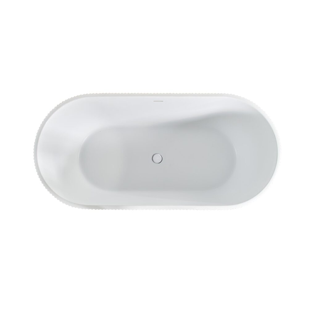 Baignoire îlot Aloni Muffly à rayures – 170 × 80 cm – Blanc mat, acrylique