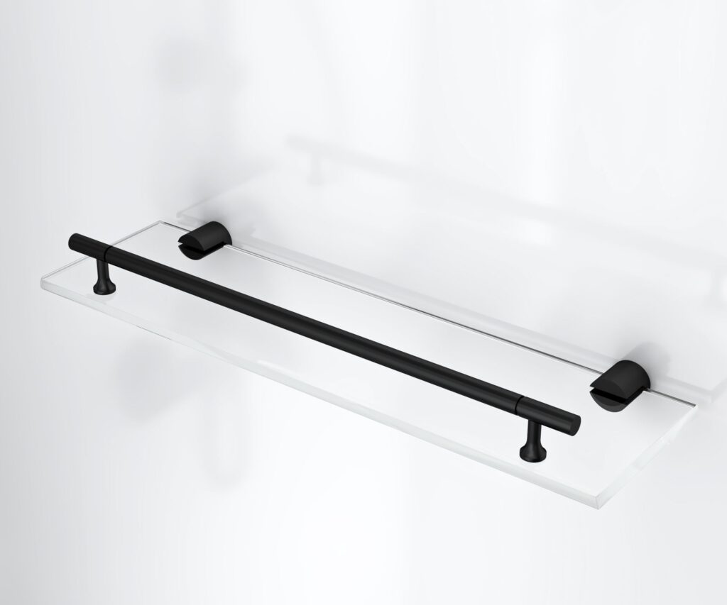 Cabine de douche porte pivotante + paroi latérale Aloni – 90 × 225 cm – Noir mat, verre fumé