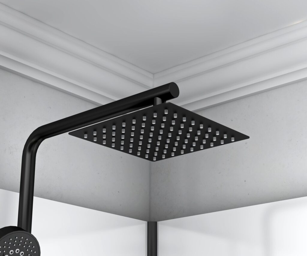Cabine de douche porte pivotante + paroi latérale Aloni – 90 × 225 cm – Noir mat, verre fumé