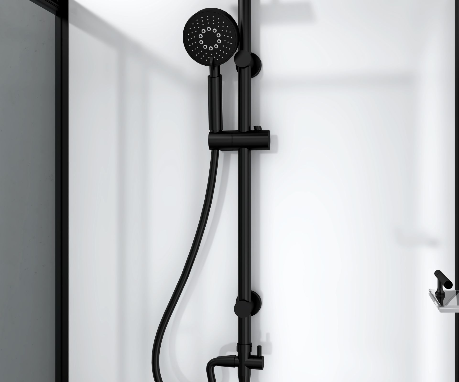 Cabine de douche complète Marani porte coulissante – 120 × 90 cm – Noir mat, verre fumé