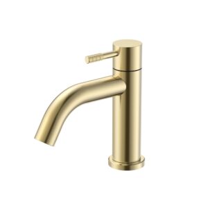 Robinet d'eau froide Stria – poignée striée – sans bonde – or brossé (PVD)