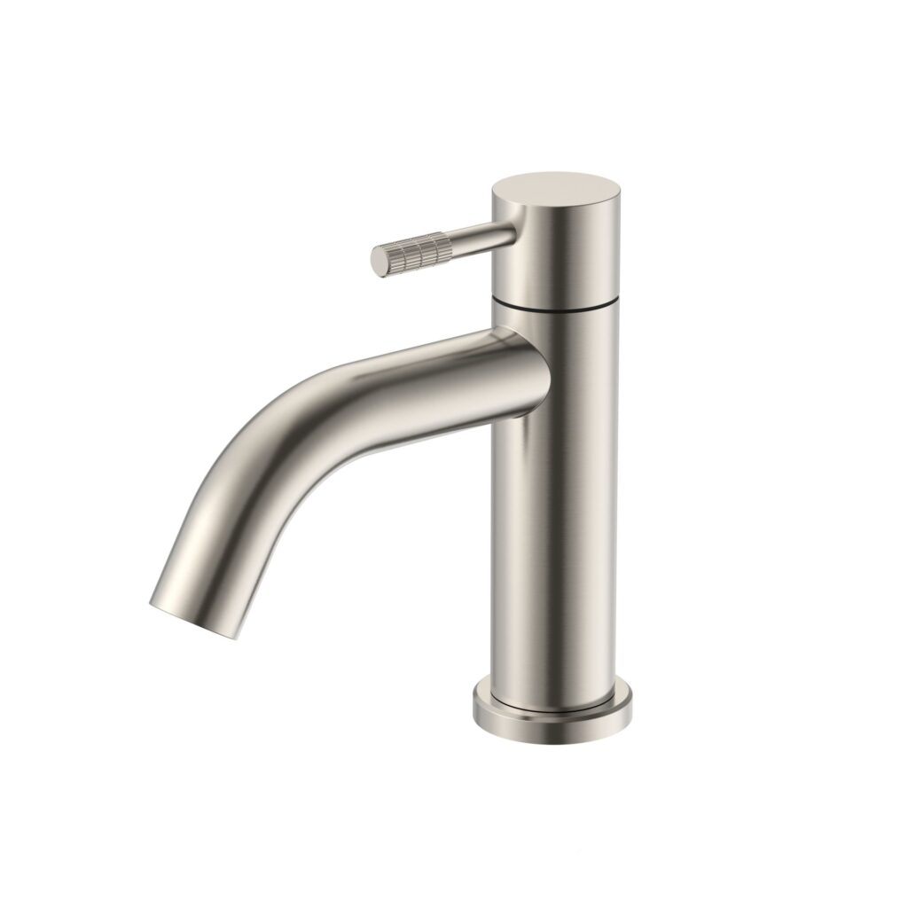 Robinet d'eau froide Stria – poignée striée – sans bonde – acier inox brossé