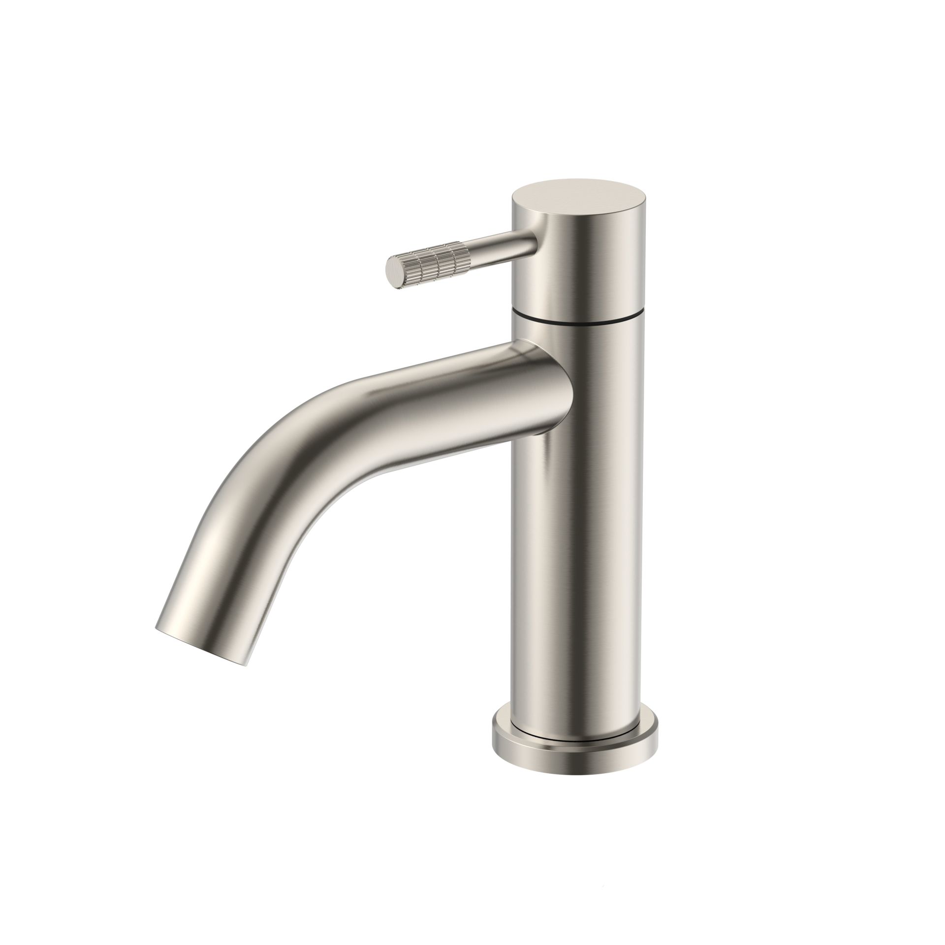 Robinet d'eau froide Stria – poignée striée – sans bonde – acier inox brossé