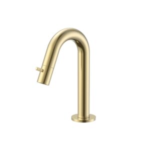 Robinet d'eau froide Stria – bec courbé – sans bonde – or brossé (PVD)