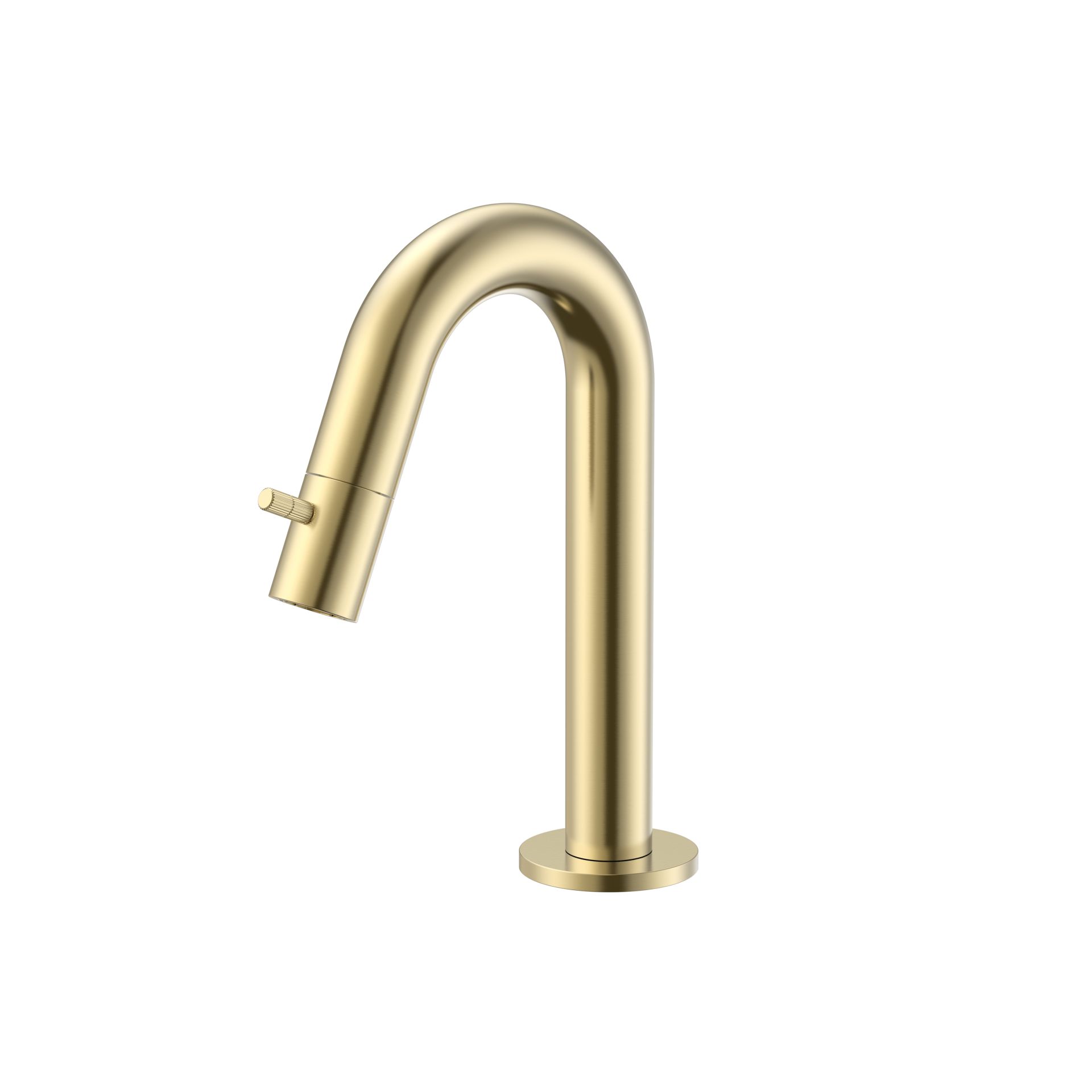 Robinet d'eau froide Stria – bec courbé – sans bonde – or brossé (PVD)