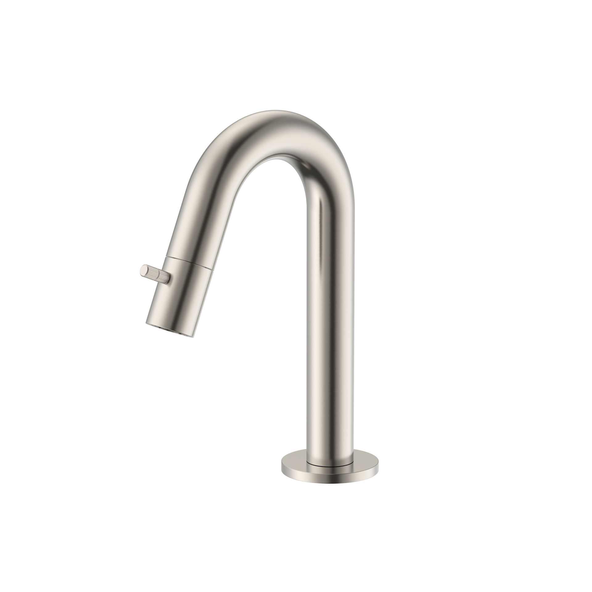 Robinet d'eau froide Stria – bec courbé – sans bonde – acier inox brossé