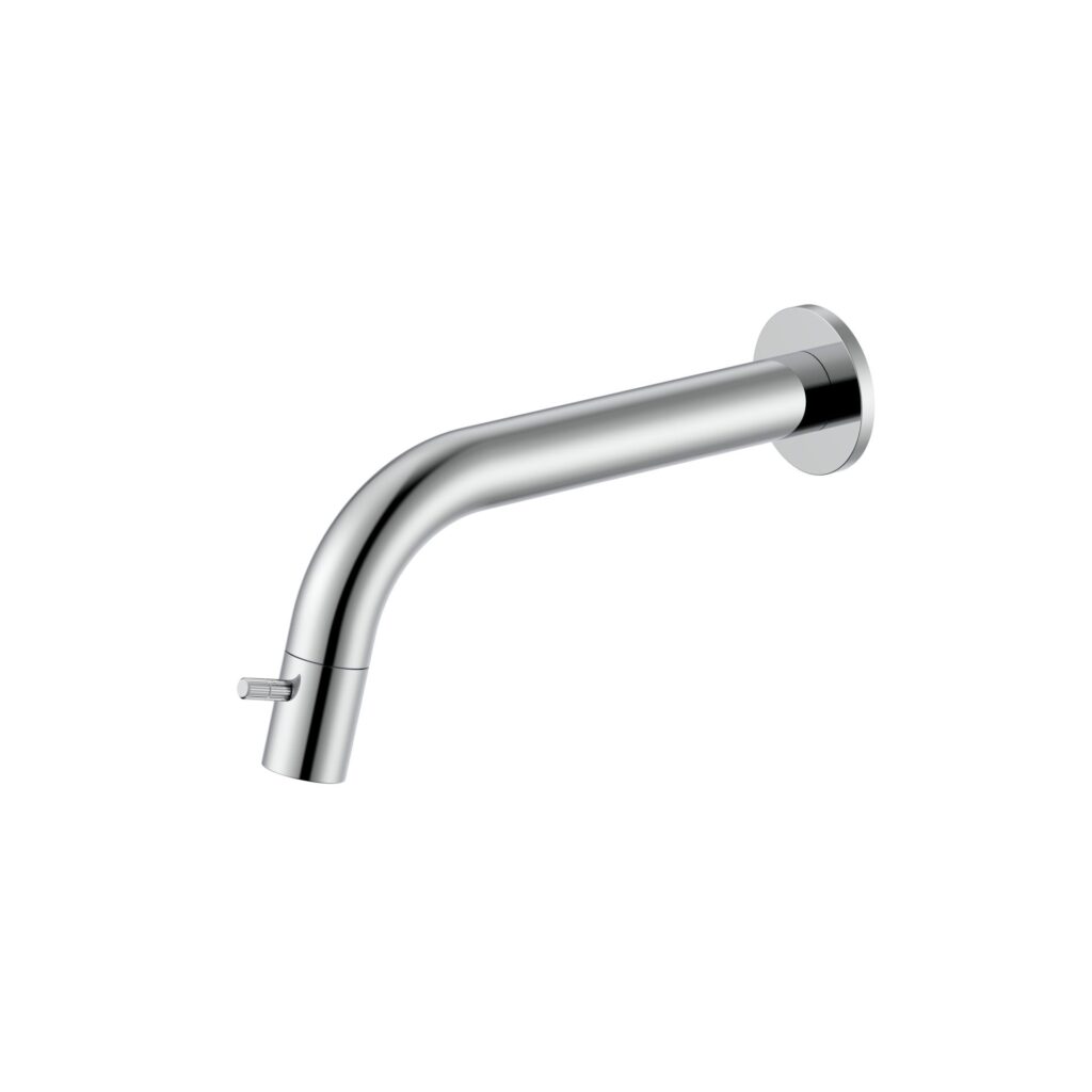 Robinet d'eau froide Stria – montage mural raccourcissable – bouton strié – sans bonde – chrome