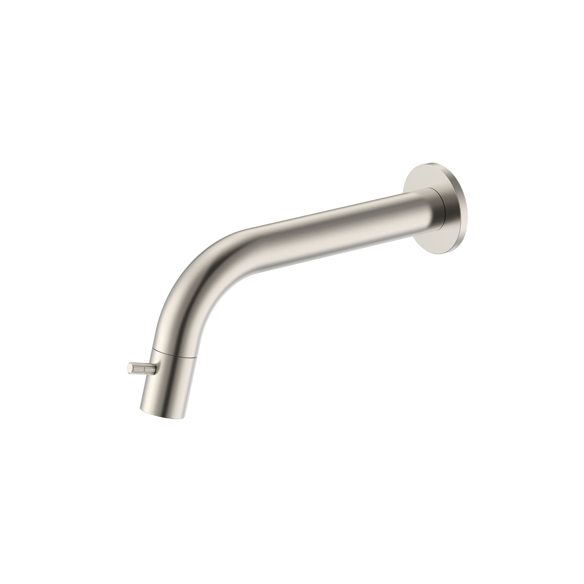 Robinet d'eau froide Stria – montage mural raccourcissable – bouton strié – sans bonde – acier inox brossé